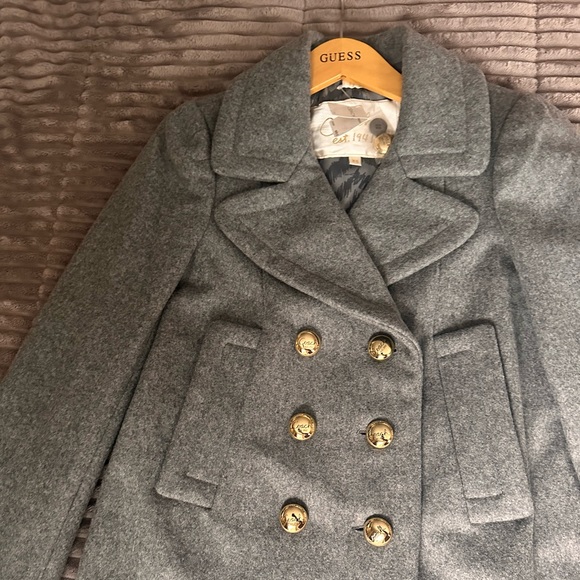 Size XSmall double breasted Coach Heather Gray Wool Pea Coat With gold buttons. - Picture 11 of 15